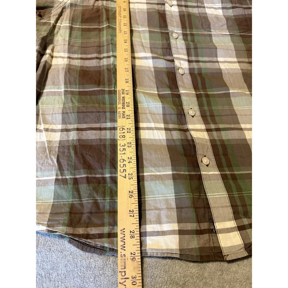 The North Face Men's L Plaid Long Sleeve Button Down Shirt Brown Green Outdoor
